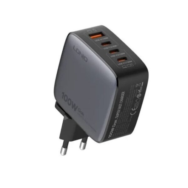 LDNIO Q408 100W GaN Super Fast Charger with Replaceable Plug (US EU UK)