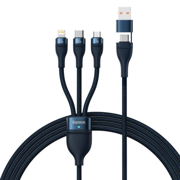 Baseus Two-for-three Fast Charging Cable (U+C to M+L+C) 100w