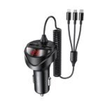USAMS US-CC119 C22 3.4A Dual USB Car Charger With 3IN1 Spring Cable