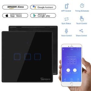 SONOFF WiFi Smart Wall Touch Switch T3 UK 3 Gang Compatible With Alexa, Google Assistant