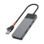 WiWU Linker 4 in 1 USB-A & USB-C Gray Hub