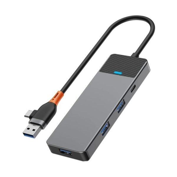 WiWU Linker 4 in 1 USB-A & USB-C Gray Hub