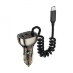 Wiwu Geek Car Charger 90w Usb A+c+usb-c Cable- Transparent