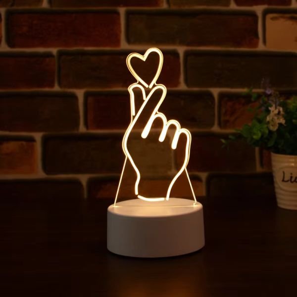 Finger Heart Acrylic Multicolor Night Lamp