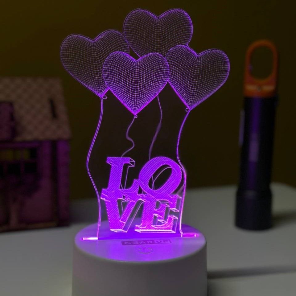 Love Baloon Acrylic Multicolor Night Lamp