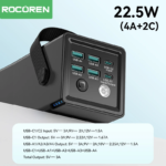 Rocoren 50,000mAh 22.5W Power Bank With Fast Charging 6 Ports USB + Flashlight