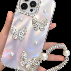 PEARL BUTTERFLY Shining Phone Case with Phone Charm Strap 1
