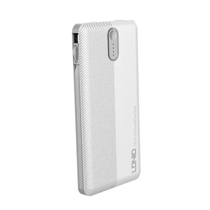 Ldnio PL1013 Dual USB Output Port 10,000 MAh Power Bank With Build-In Cable